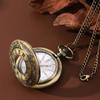 Retro Fashion Men's Pocket Watch Casual Mens Hollow Out Design Vintage Coppery Quartz Watch,ideal Choice for Gifts To Men