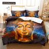 Buddha Statue Duvet Cover Set 3D Digital Printing Gold Queen King Size Bedding Set For Kids Boys Girls Polyester Comforter Set