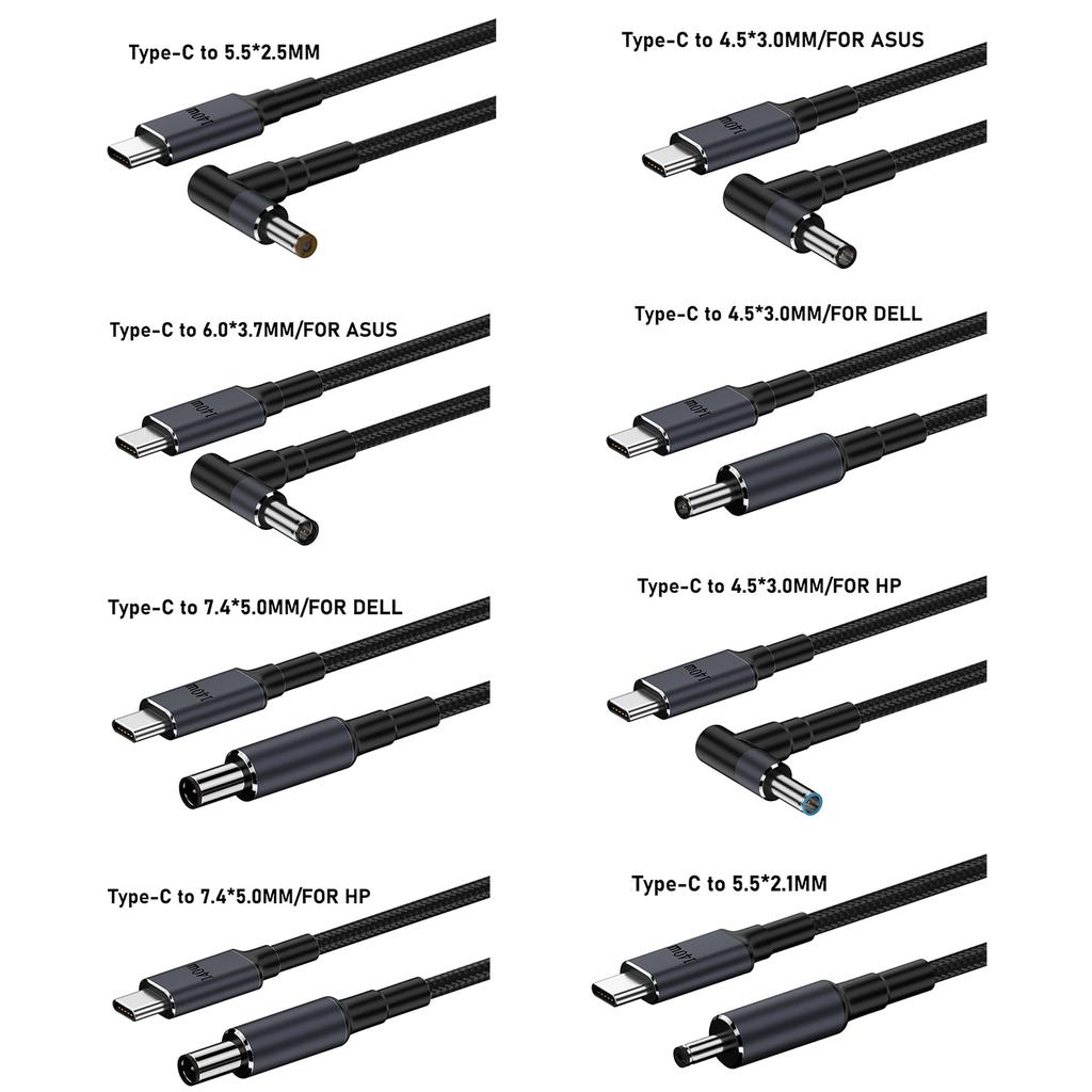 140 Вт PD USB Type C штекер постоянного тока 5,5x2,5 мм/5,5x2,1 мм/4,5x3,0 мм/6,0x3,7 мм/7,4x5,0 мм кабель для зарядки ноутбука