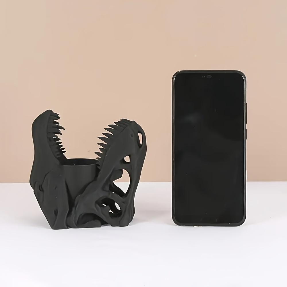 3D-печатный держатель для ручек в виде черепа, держатель для ручек и кистей для макияжа в виде черепа динозавра, уникальный настольный органайзер для хранения, элемент декора для дома