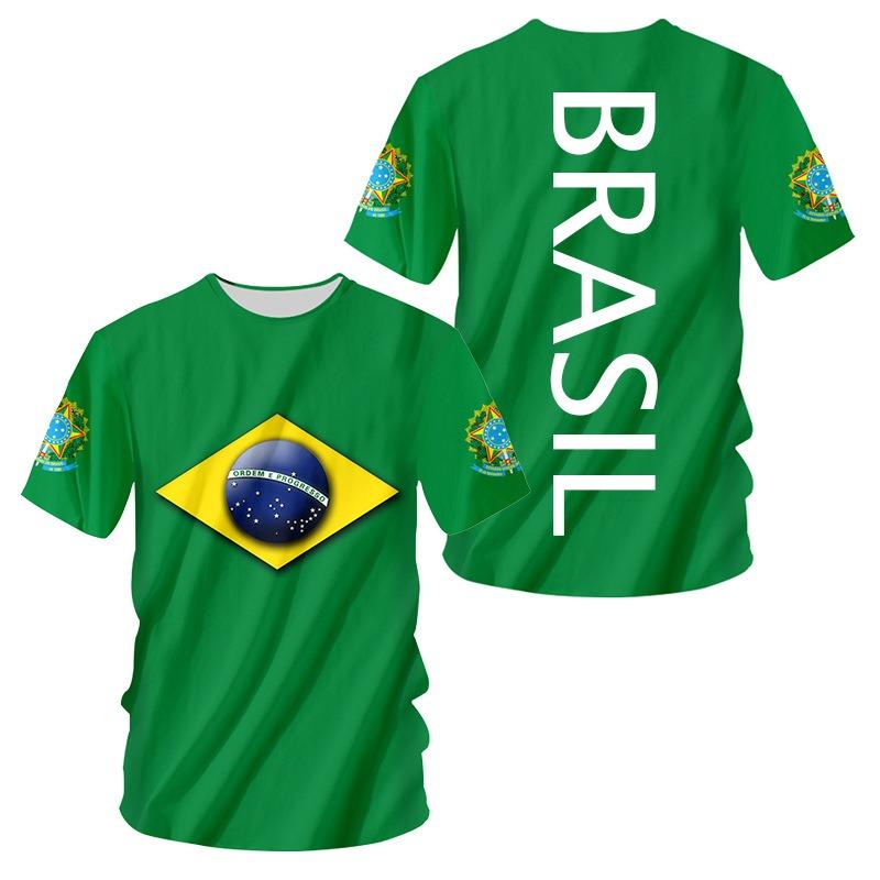 Hot Selling World Cup BRASIL Brazil Flag 3D Printed Pattern T-shirt for Men's Sports Leisure