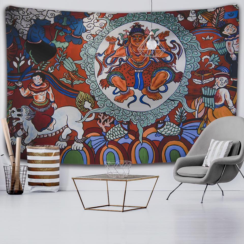 Индийская статуя Будды, древний буддийский гобелен, гостиная, спальня, настенная медитация, психоделическая йога, настенный подвес в богемном стиле