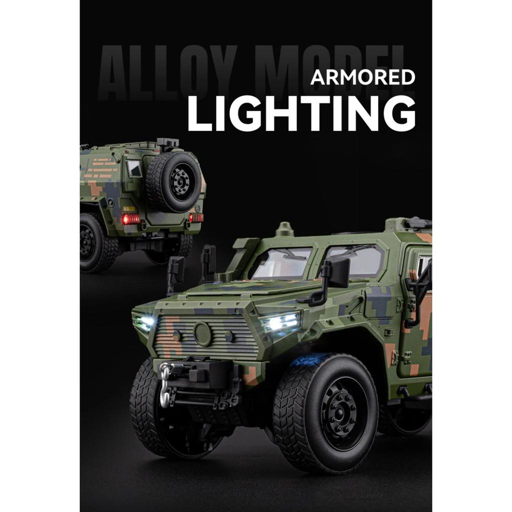 1/20 Сплав Военный Взрывозащищенный Модель Автомобиля Литые Металлические Внедорожники Танк Бронеавтомобиль Модель Звук Свет Детские Игрушки Подарок