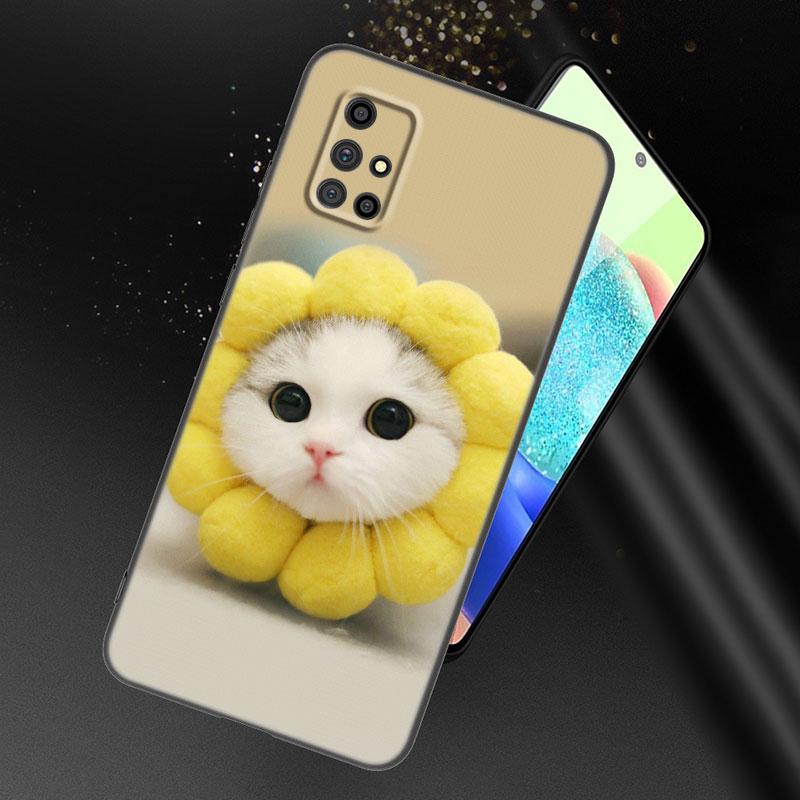 Funny Cat Dog Phone Case For Samsung Galaxy A21 A30 A50 A52 S A13 A22 A32 A33 A53 A73 5G A11 A12 A31 A51 A70 A71 A72 Black Cover