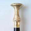 Золотая антикварная длинная ручка с ручкой, винтажная трость из тростника, латунь, древесина
