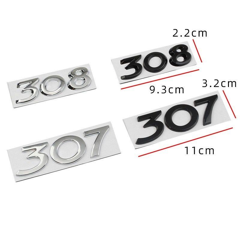 3D ABS Rear Trunk Emblem Badge Number Sticker for Peugeot 206 207 301 307 308 408 508 Car Accessories Comes with Back Glue
