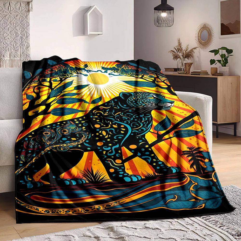 1pc Jungle Safari Print Blanket Lightweight Blanket Throw Blanket For Sofa, Bed, Travel, Camping, Livingroom, Office, Couch, Chair yy251010094