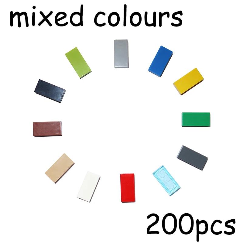 200 шт. Детали для сборки MOC 3069 30070 Кирпичики 1x2 Плоская плитка Гладкая 1*2 Строительные блоки DIY Образовательная Креативная игрушка для детей