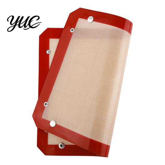 Professional Pastry Making Surface Silicone Baking Mat with Snap Locks, Convertible Nonstick Fiberglass Sheet, Heat Non Slip Kneading for Bread