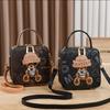 Classic Retro Women'S Handbag Fashionable Teddy Bear Shoulder Bag Exquisite Printed Crossbody Bag Women'S Small Square Bag Women