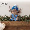 Interior Decoration Pieces 4Pcs Christmas Highland Cow Figurine, Winter Blue Yak Statues with Snowflakes Xmas Healing Style Home Hats, Farmhouse