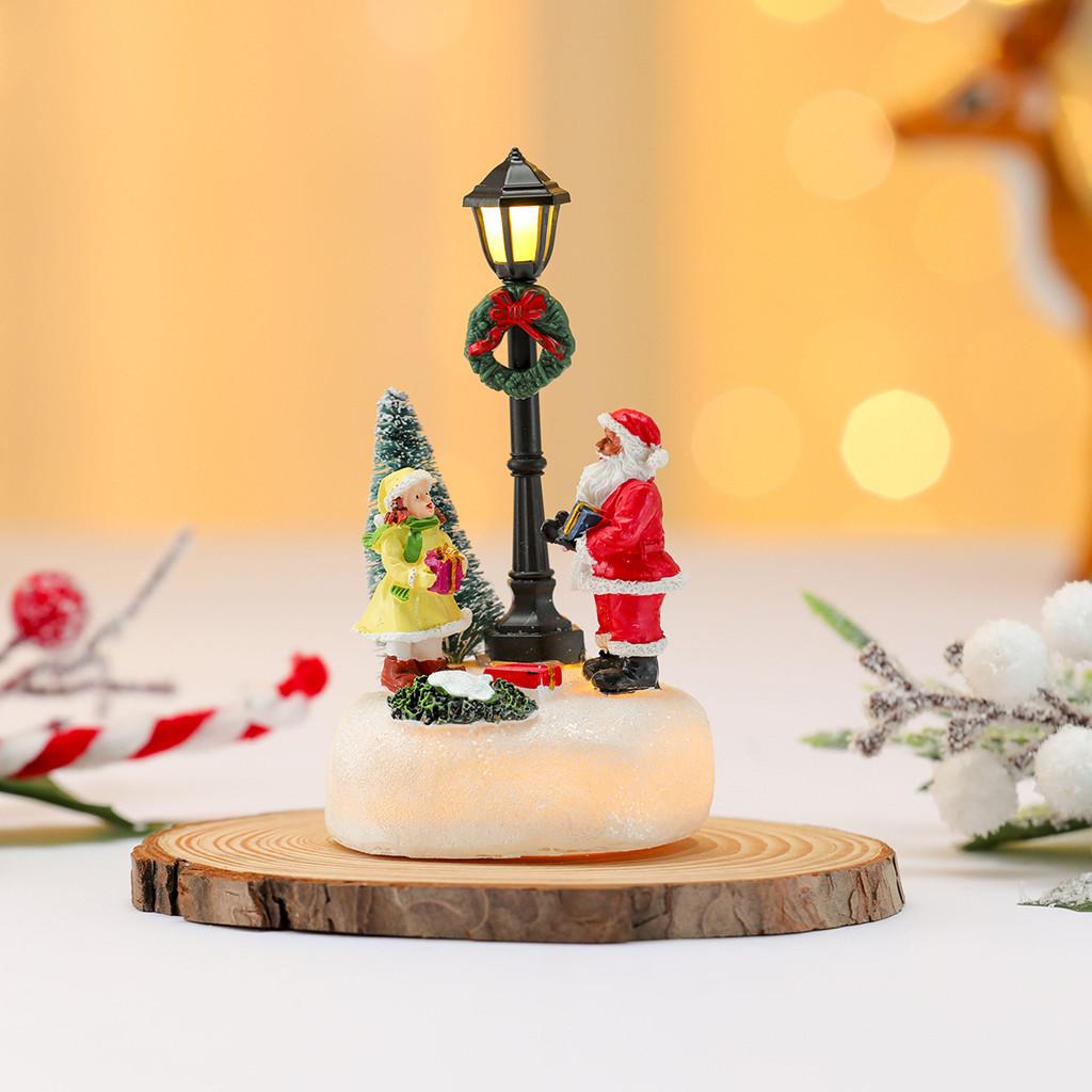 Cartoon Resin Christmas Ornament With Illuminated Effect For Holiday Party Decor
