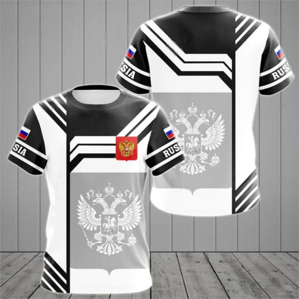 Russian Flag Printing Men's New Short-sleeved O-neck Shirt Men's T-shirt Sports Cool Oversized Clothing