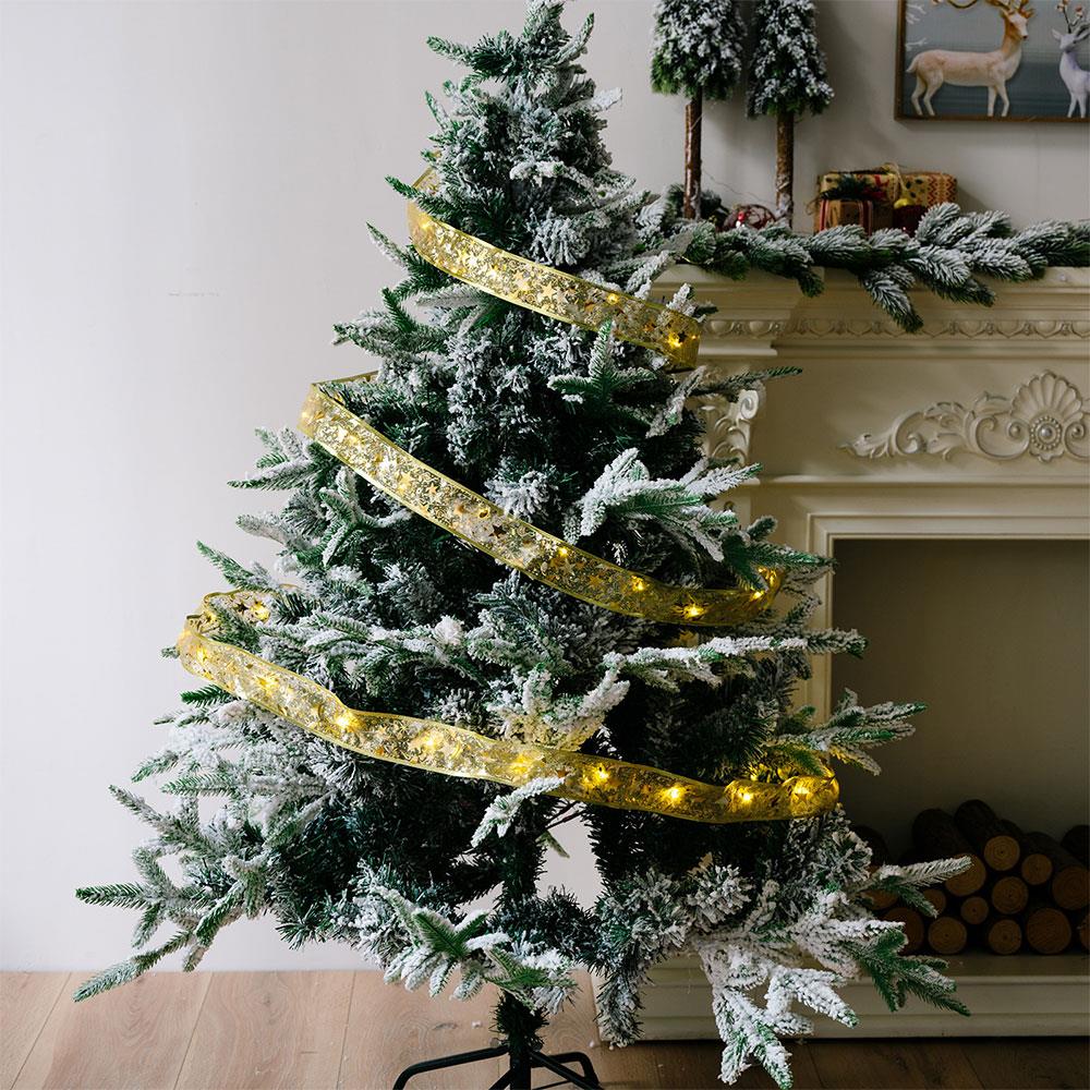 Christmas Decoration LED Ribbon Fairy Lights Christmas Tree Ornaments DIY Bows Light String Party Scene Atmosphere Decor