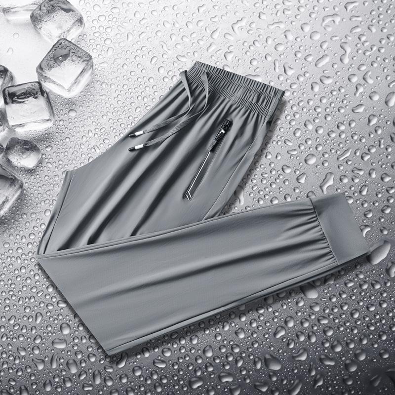 Мужские летние брюки из ледяного шелка, быстросохнущие, легкие, с эластичной талией