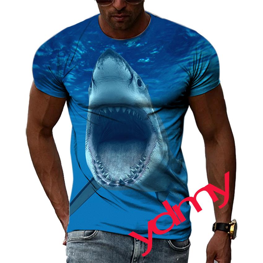 Summer Leisure Sharks And Whales Pattern Men's T-shirt Hip Hop 3D Print Personality  Rod Neck Short Sleeve Tops Fashion Clothes