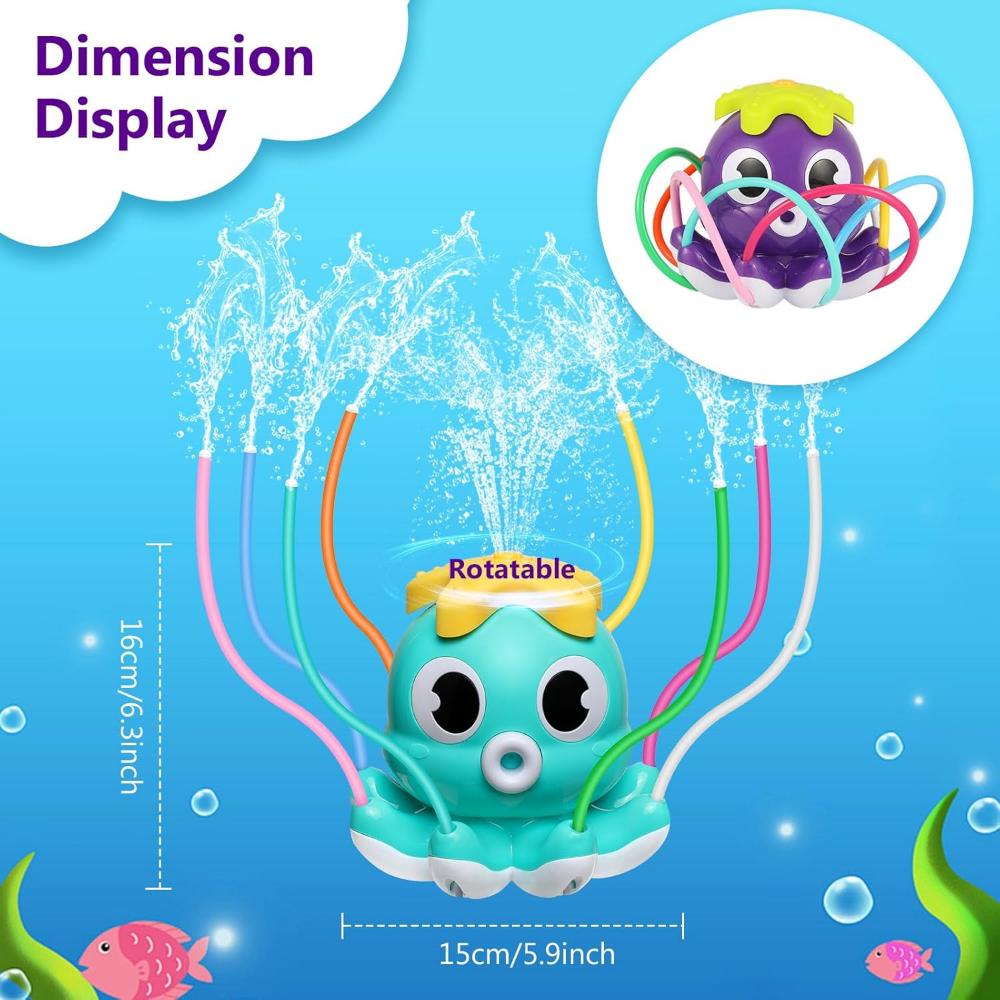 Water Spray Sprinkler For Kids-Cute Sprinkler With 8 Wiggle Tubes And 2 Hose Clamps Outdoor Sprinklers Summer Toys