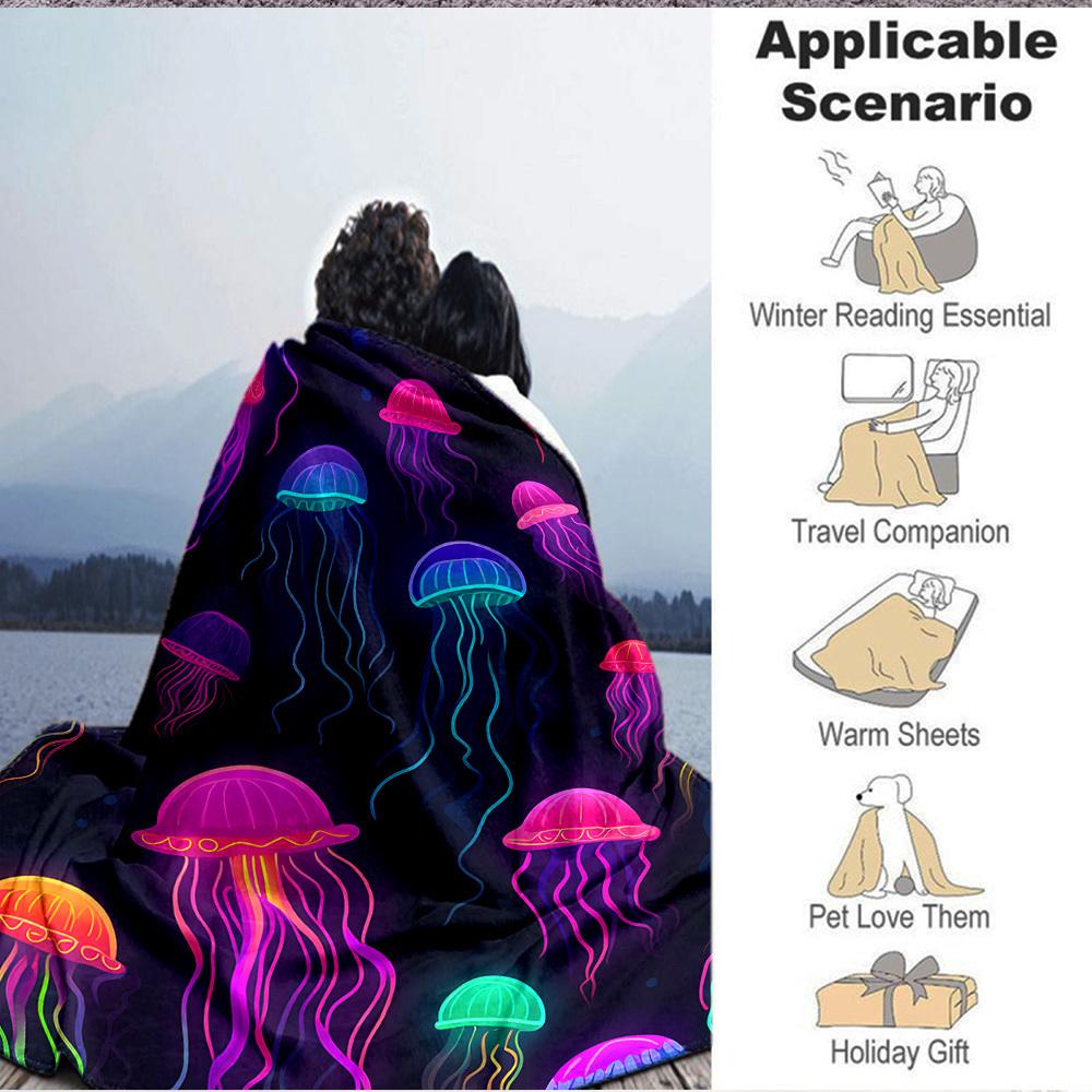 1pc Jellyfish Blanket Warm, Cozy, And Soft, Suitable for Sofas, Beds, Cars, And Office Use.Perfect for Camping And Travel, Making It a Great Gift for