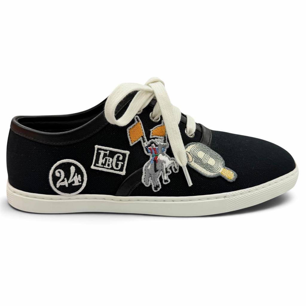 Pristine HERMES sneakers Innocent Leather logo patch, lace-up design black 36 Used