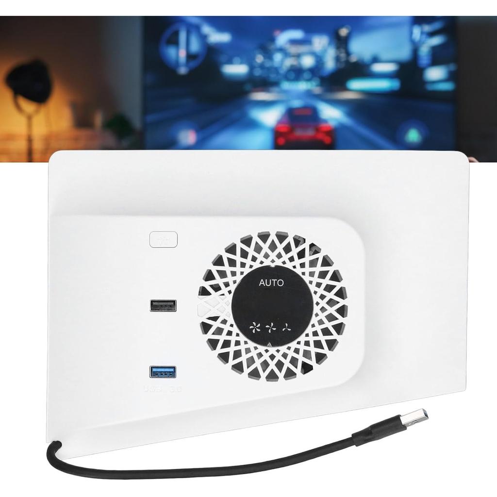 Вентилятор охлаждения RGB с защитной пластиной для PS5 Slim Digital/Disc, автоматическая регулировка скорости с помощью датчика температуры, 3 ручных скорости вентилятора и концентраторы USB3.0, система охлаждения