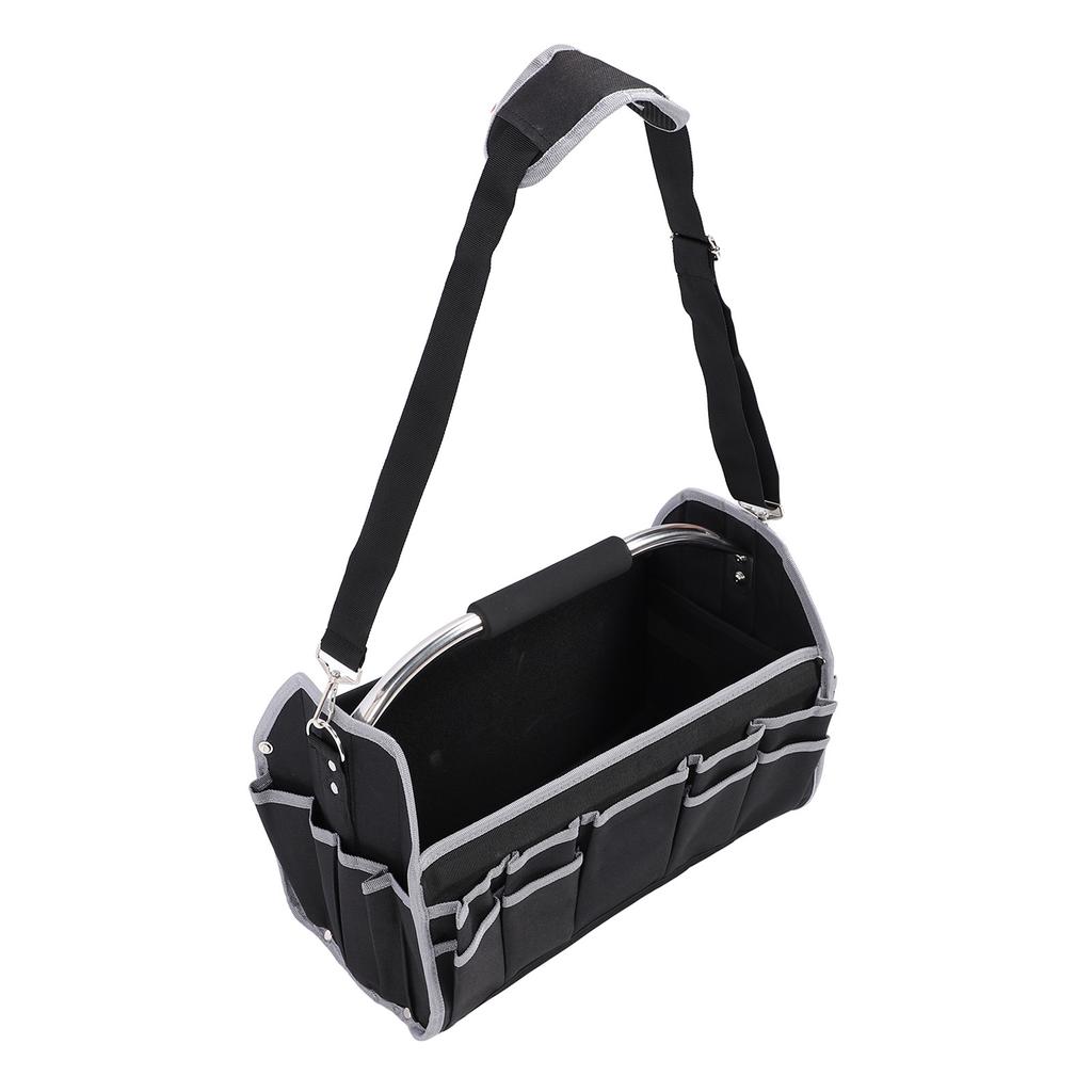 Сумка для инструментов электрика, портативная, большой емкости, многофункциональная, с открытым верхом и стальной ручкой для