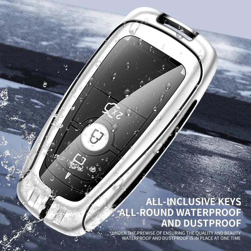 Car Sticker Hot For Ford Car Metal Leather Key Shell Case Ford Fusion Edge Mustang Explorer Expedition Bronco Ecosport Ranger F1