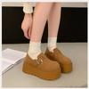 2024 Новые модные женские мокасины на толстой подошве для ходьбы, модный дизайн, бархатные теплые однотонные зимние ботинки