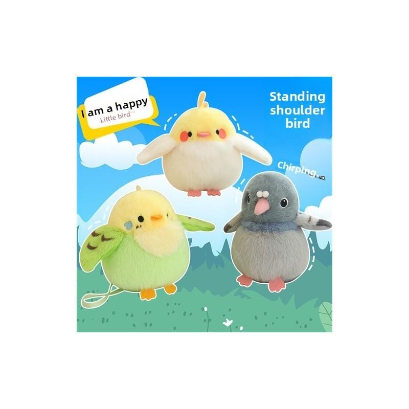 Cute Parrot Sparrow Pigeon Kingfisher Bird Animal Magnetic Plush Doll Pendant For Collectors Display Home Decor