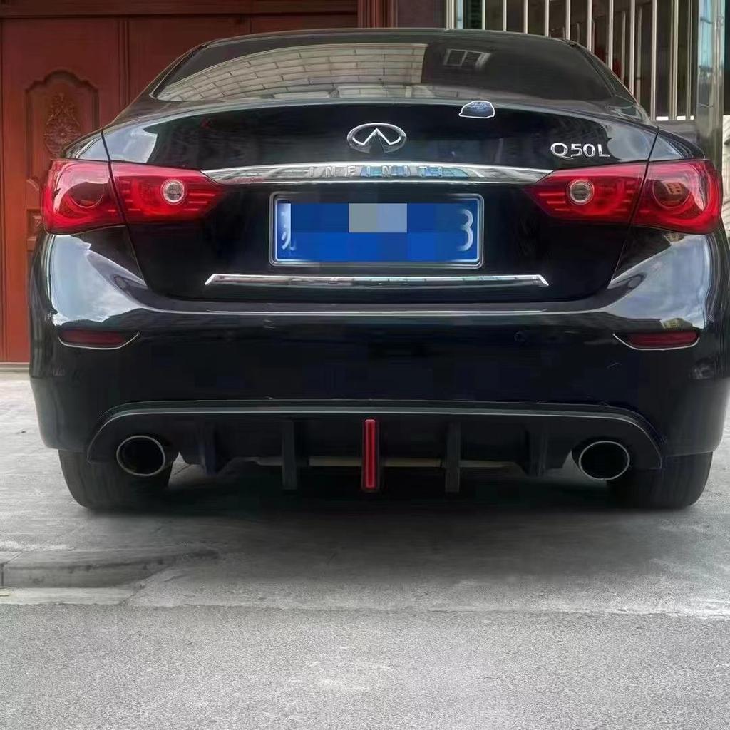 2014-2017 Infiniti Q50/Q50L Gloss Black Rear Diffuser with Dual Exhaust and Lights
