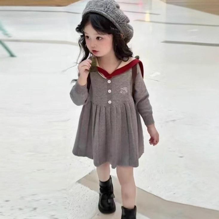 Girls Autumn Knit Dress Long Sleeve Princess Sweater Dress For Toddler And Kids Outerwear
