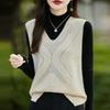 Autumn and Winter Andy V-neck Sweater for Women Crochet Vest Vest Fashionable and Versatile Sleeveless Top Vest Vest Outside