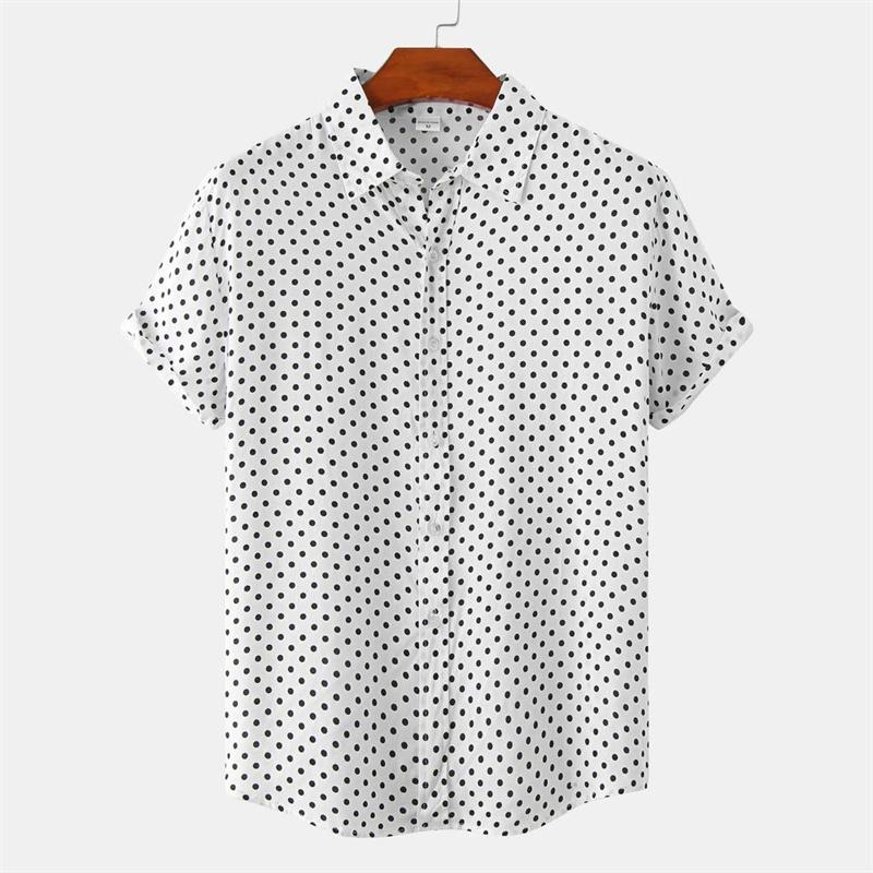 Men Solid Colored Dots Hawaiian Casual Short Sleeves Summer 3d Printed Button Blouse Tops Party Street Button Shirts