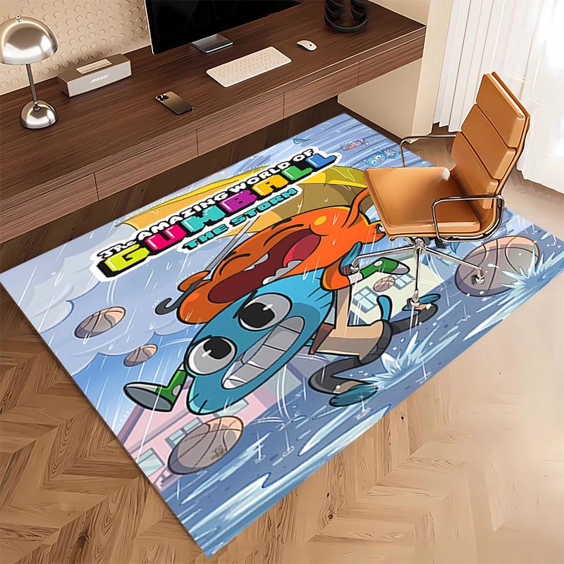1pc The Amazing World of Gumball Print Area Rug - Soft, Washable Non-Slip Indoor Mat, Living Room, Home Office Decorative Rug,Office Decorative