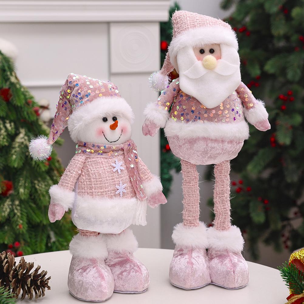Christmas Charming Pink Height-Adjustable Snowman Santa Claus and Reindeer Christmas Decorative Items Holiday Home And Office De