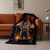 Fiery dragon, skull-shaped structure, and bold "DEATH" text design. for all seasons blanket lunch break throw gift