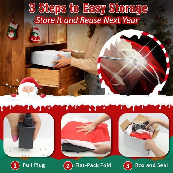 Надувной Рождественский Снеговик Наружное Украшение со Светодиодной Подсветкой Большой Надувной Снеговик в Черной Шляпе для Улицы Двор Сад Газон Декор для Вечеринки