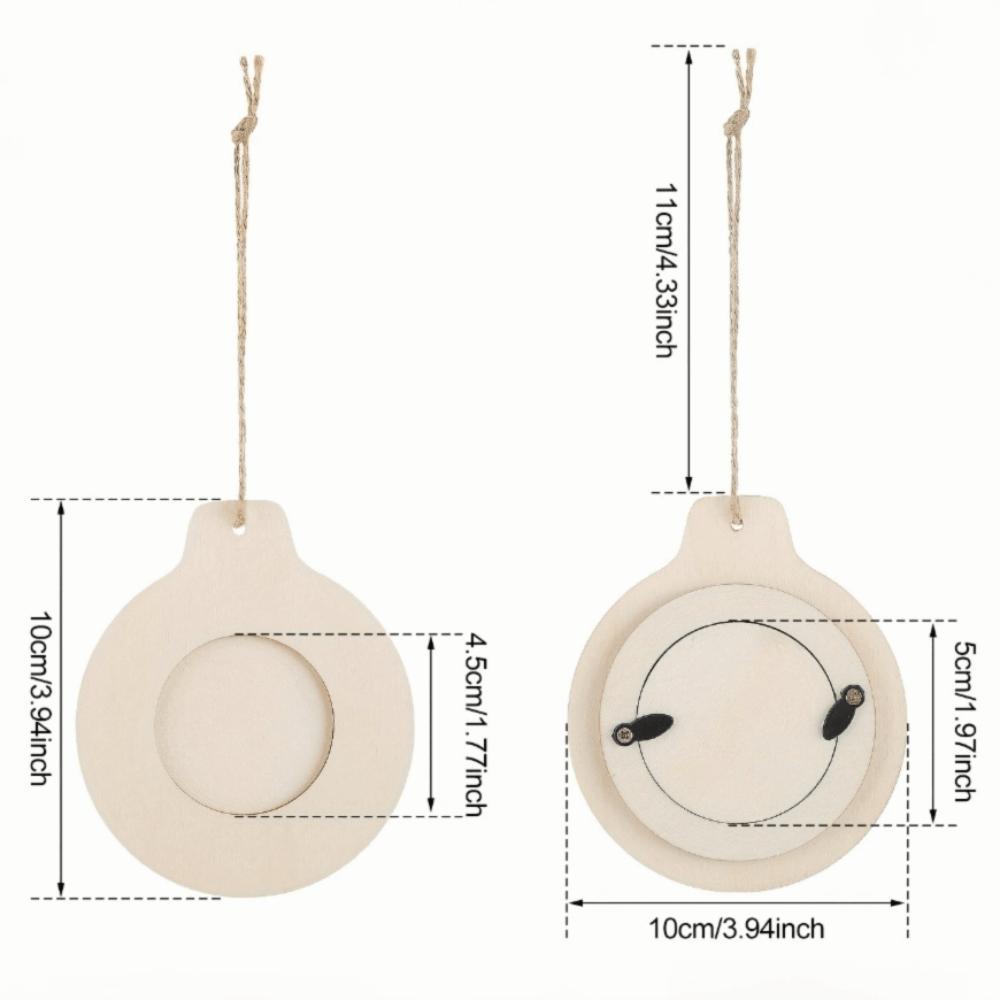 10Pcs Set Hanging Rope Round Wooden Frame 3.94in DIY Wooden Crafts DIY Crafts Project