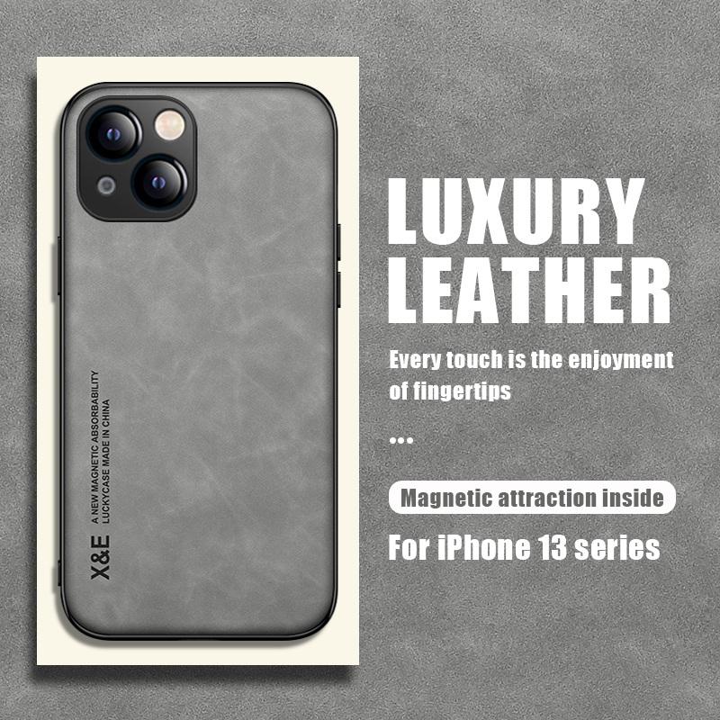Магнитный кожаный чехол для iPhone 13 14 Pro Max 12 11 Pro XS Max X XR 8 7 Plus SE 2 2022, роскошный матовый тонкий задний чехол из овчины
