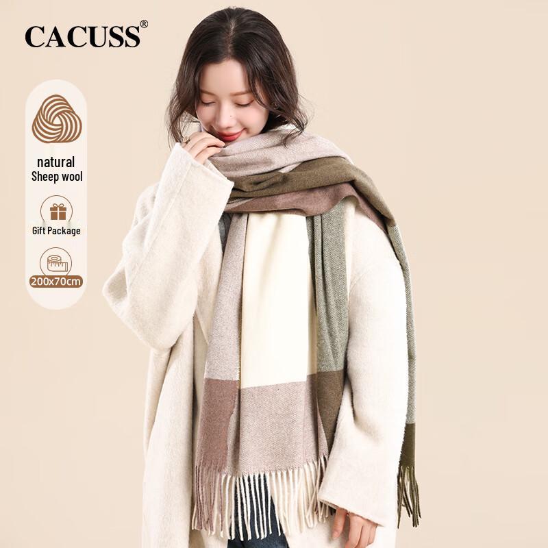 CACUSS Women's Warm Wool Blend Scarf Shawl