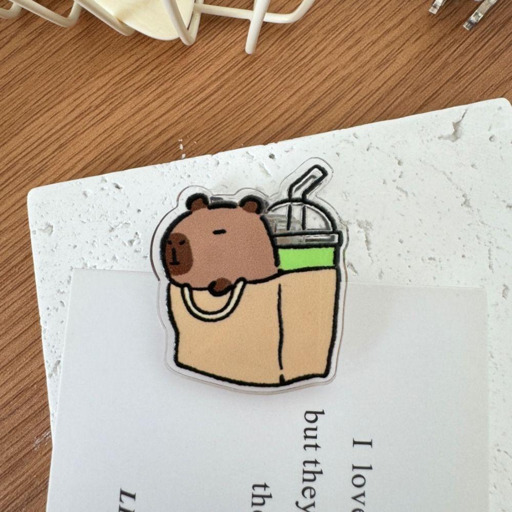 Acrylic Cartoon Capybara Clip Stationery Cute Capybara Photo Clip Capybara Paper Clip  Scrapbook