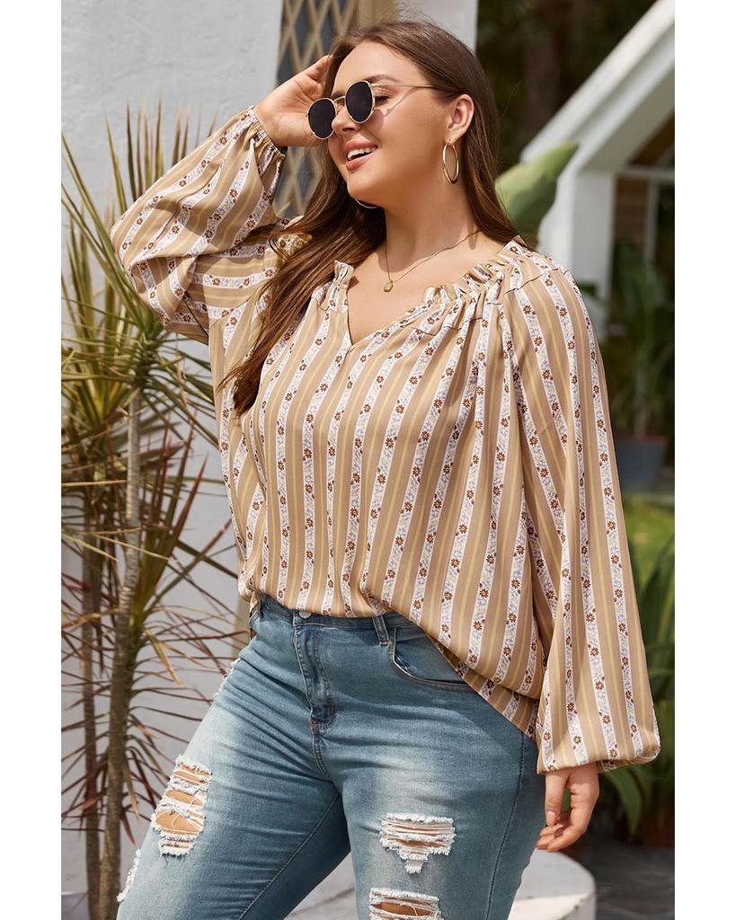 Azura Exchange Блузка с разрезом на шее и принтом