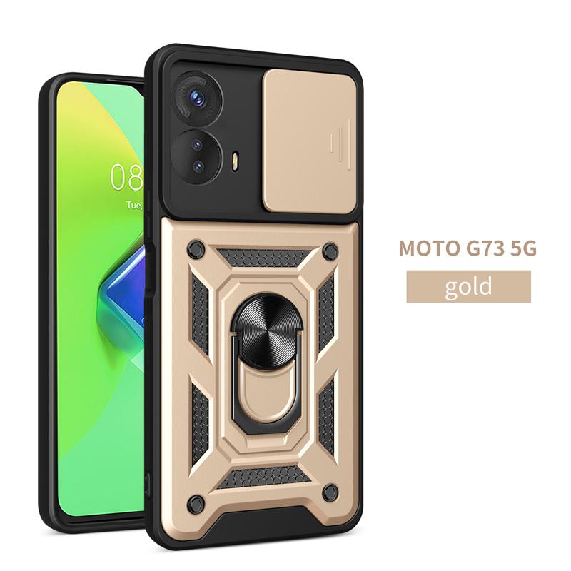 For Motorola Moto G73 5G Case Car Magnetic Ring Holder Phone Cases for Moto G73 5G MotoG73 G 73 Slide Camera Armor Back Cover