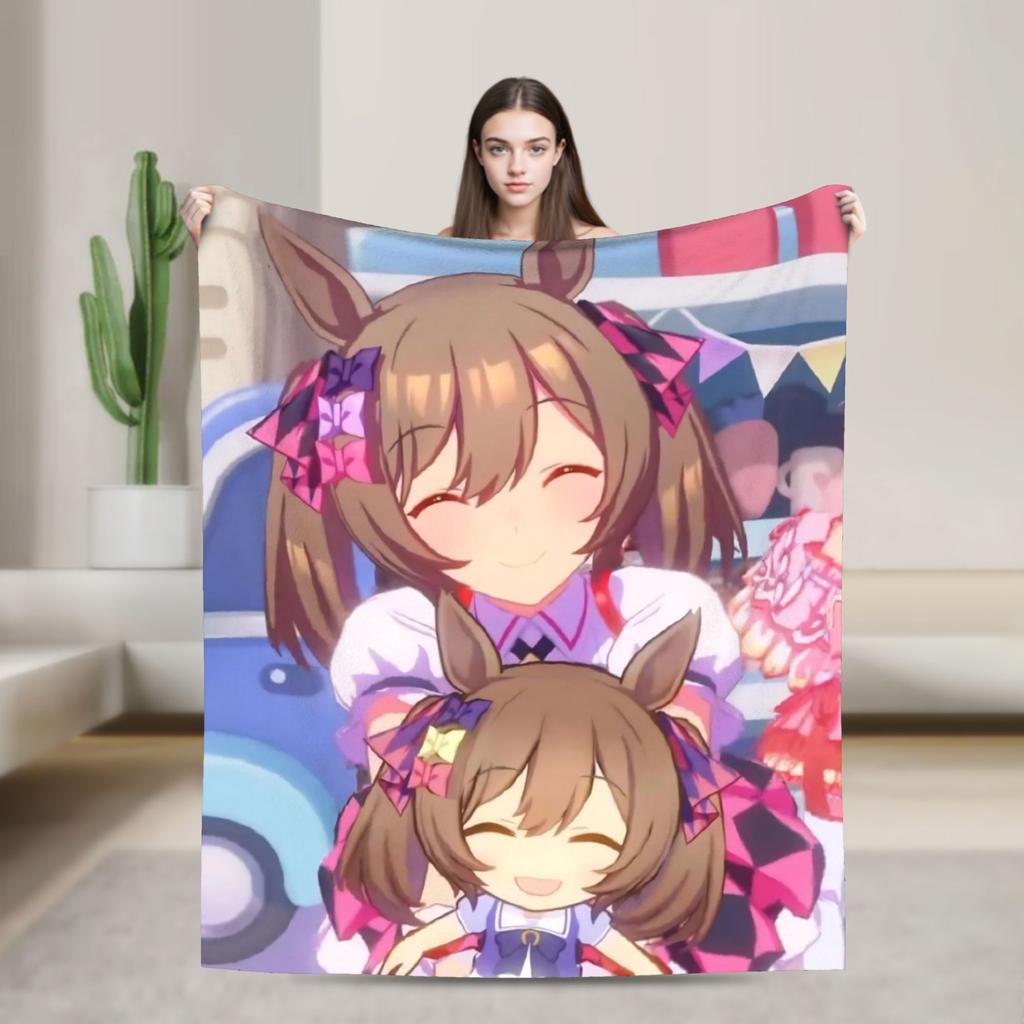 Umamusume Pretty Derby Mejiro Blanket Fleece Autumn/Winter  Portable Lightweight Throw Blanket for Bed Bedroom Rug Piece