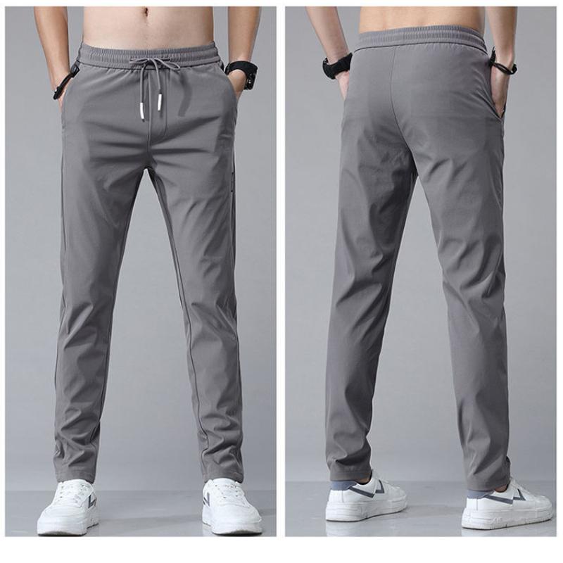 Men's Casual Ice Silk Pants Oversized Fashionable Summer Straight Leg Pants