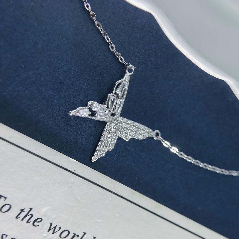 S925 Sterling Silver Butterfly Necklace with Zircon Inlay - Elegant and Versatile High-End Design