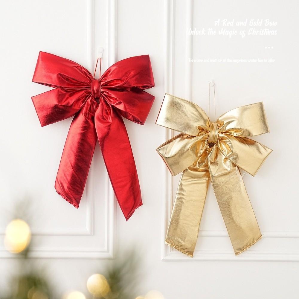Bright Red Fabric Bow Ornament Large Bow Ornament New Plump Fill Bow Xmas Tree Decoration