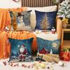 New Christmas Pillow Cover Holiday Decoration Santa Claus Print Cushion Linen Stain-resistant Home Sofa Cushion