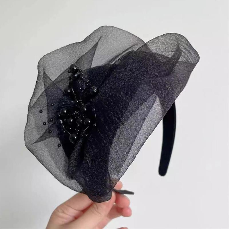 Elegant Half Hat Headband French Retro Hair Hoop Dinner Party Hairband Headwear