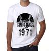 Мужская винтажная футболка с графическим принтом Футболка Softball Since 1971 Белая