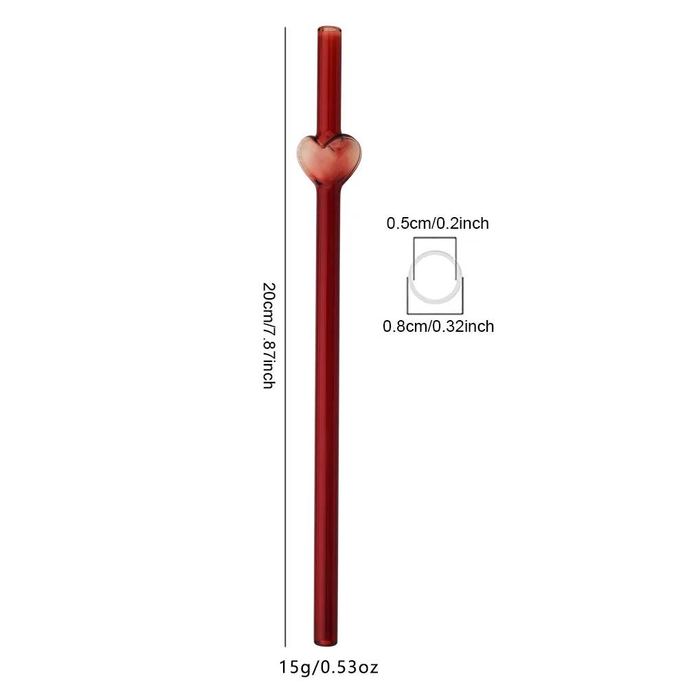 4 шт. Креативные стеклянные соломинки в форме сердца, многоразовые, идеально подходят для коктейлей, кофе со льдом, холодных напитков, украшение для домашнего питья, подарок